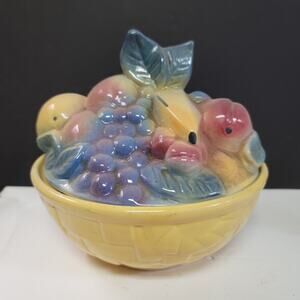 Shawnee Pottery woven fruit Bowl basket weave covered Vintage 7" x 7" serving
